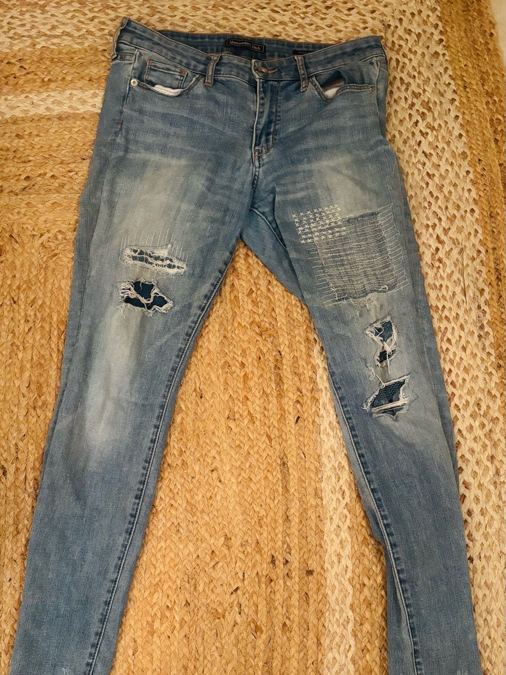 Abercrombie & Fitch Light Blue Distressed Skinny Jeans